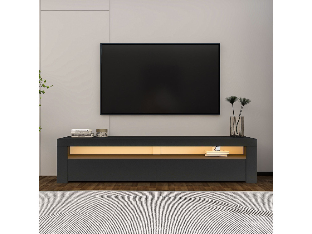 Suporte para televisor em madeira "Bati" - 150 x 36 x 46 cm - Cinzento antracite