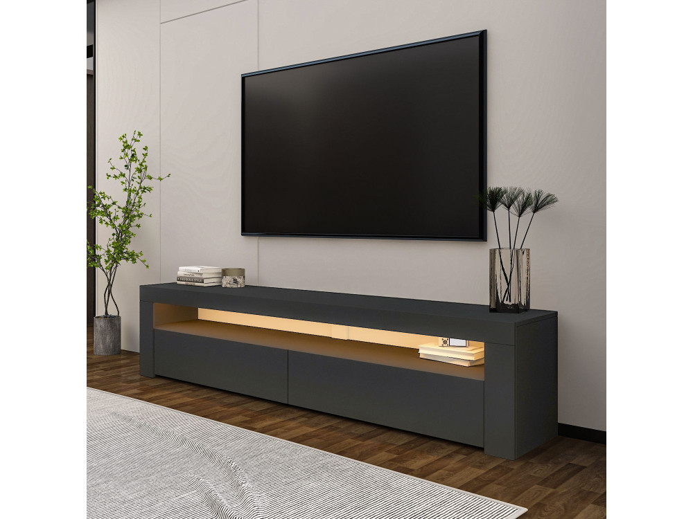 Suporte para televisor em madeira "Bati" - 150 x 36 x 46 cm - Cinzento antracite