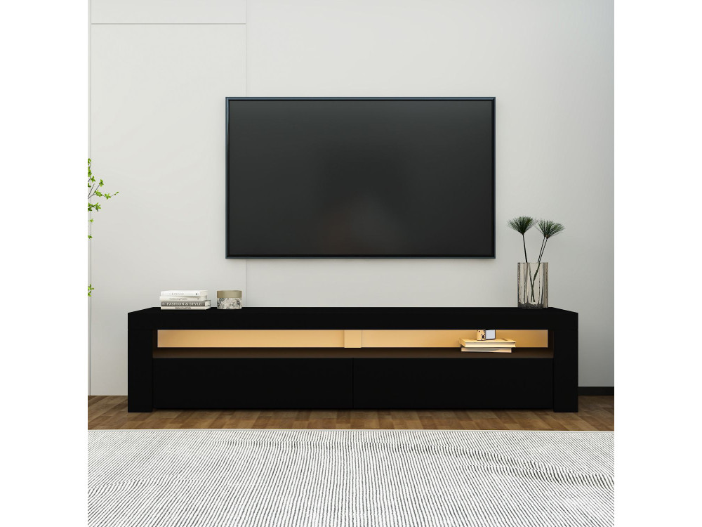 Suporte para televisor em madeira "Bati" - 150 x 36 x 46 cm - Preto