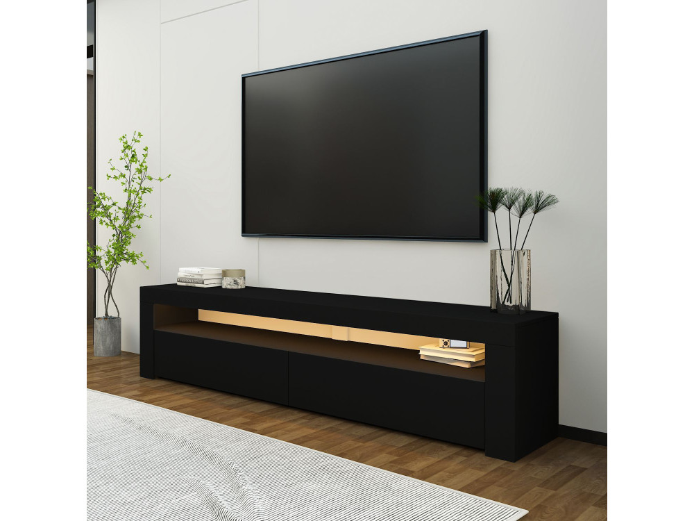 Suporte para televisor em madeira "Bati" - 150 x 36 x 46 cm - Preto