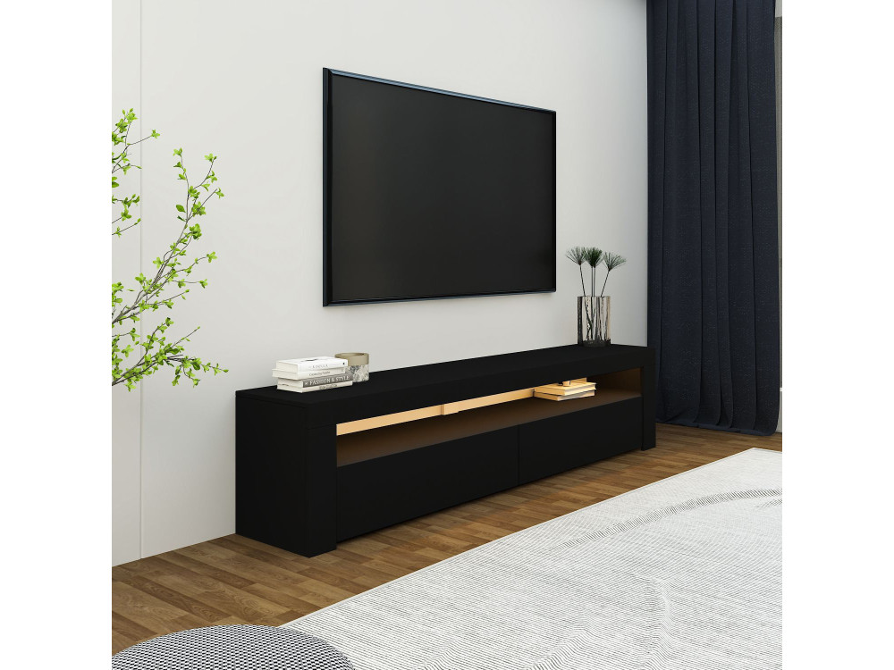 Suporte para televisor em madeira "Bati" - 150 x 36 x 46 cm - Preto