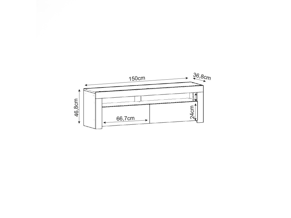 Suporte para televisor em madeira "Bati" - 150 x 36 x 46 cm - Travertino