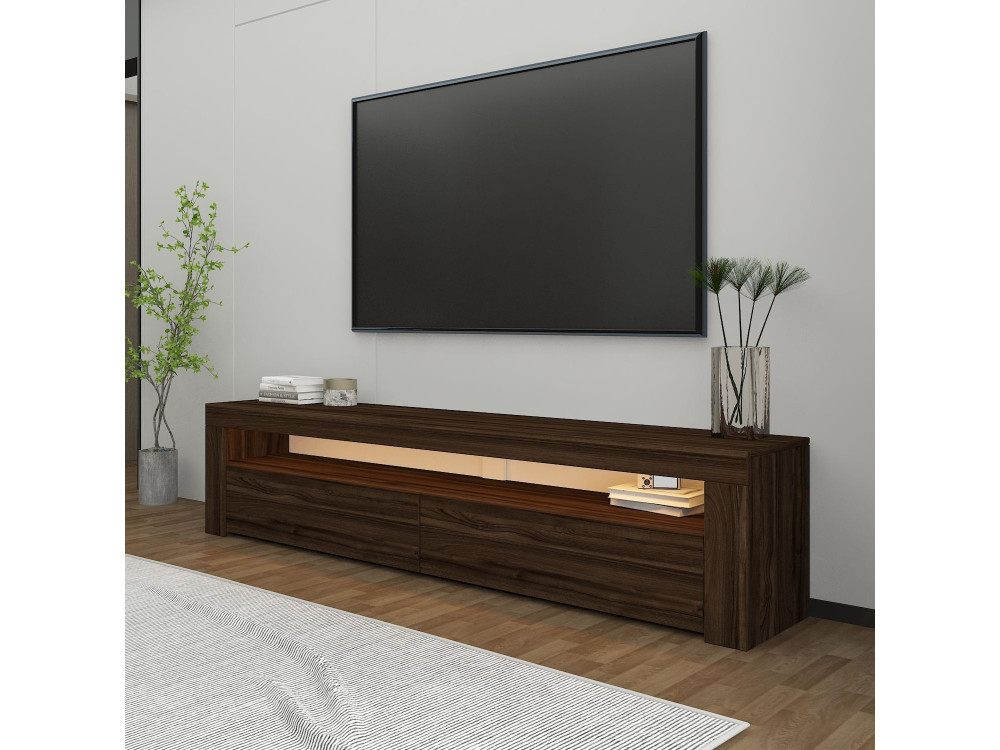 Suporte de TV em madeira "Bati" - 150 x 36 x 46 cm - Castanho
