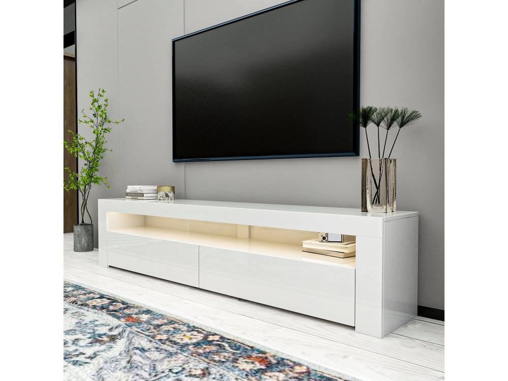 Suporte para televisor em madeira "Bati" - 150 x 36 x 46 cm - Branco