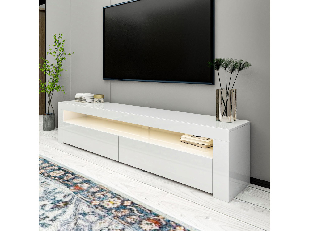 Suporte para televisor em madeira "Bati" - 150 x 36 x 46 cm - Branco