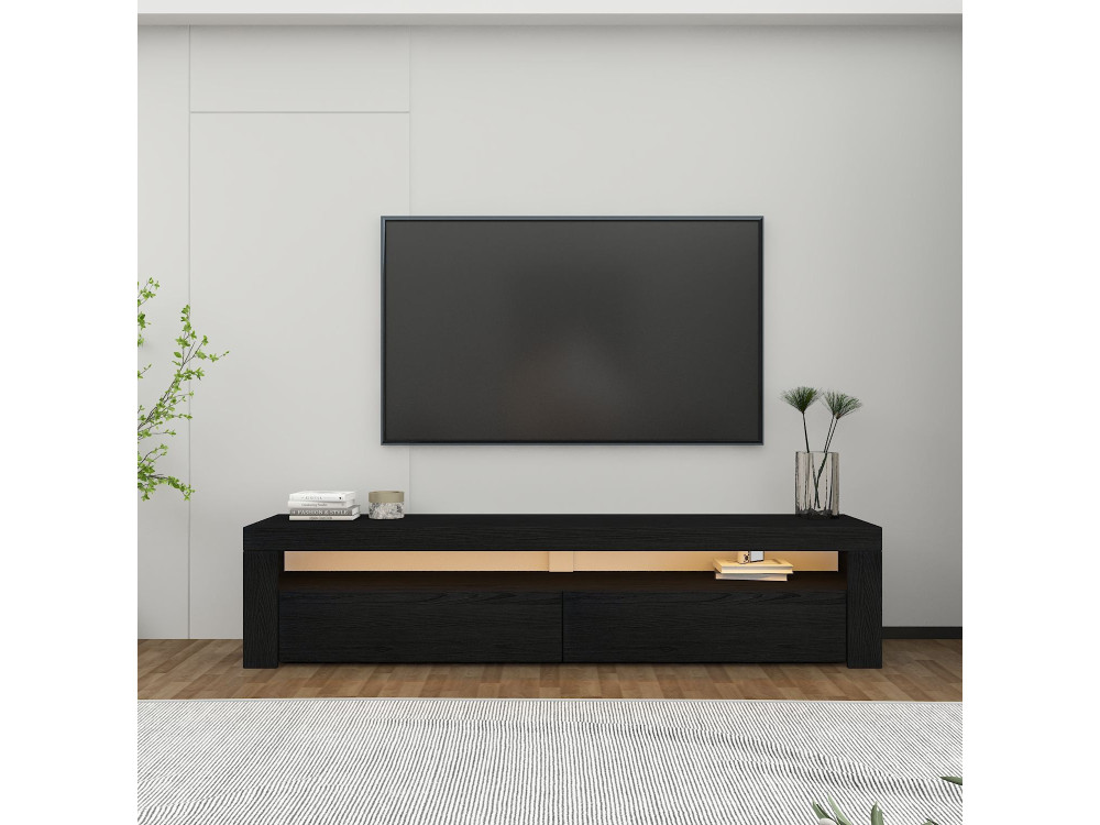 Suporte para televisor em madeira "Bati" - 150 x 36 x 46 cm - Preto