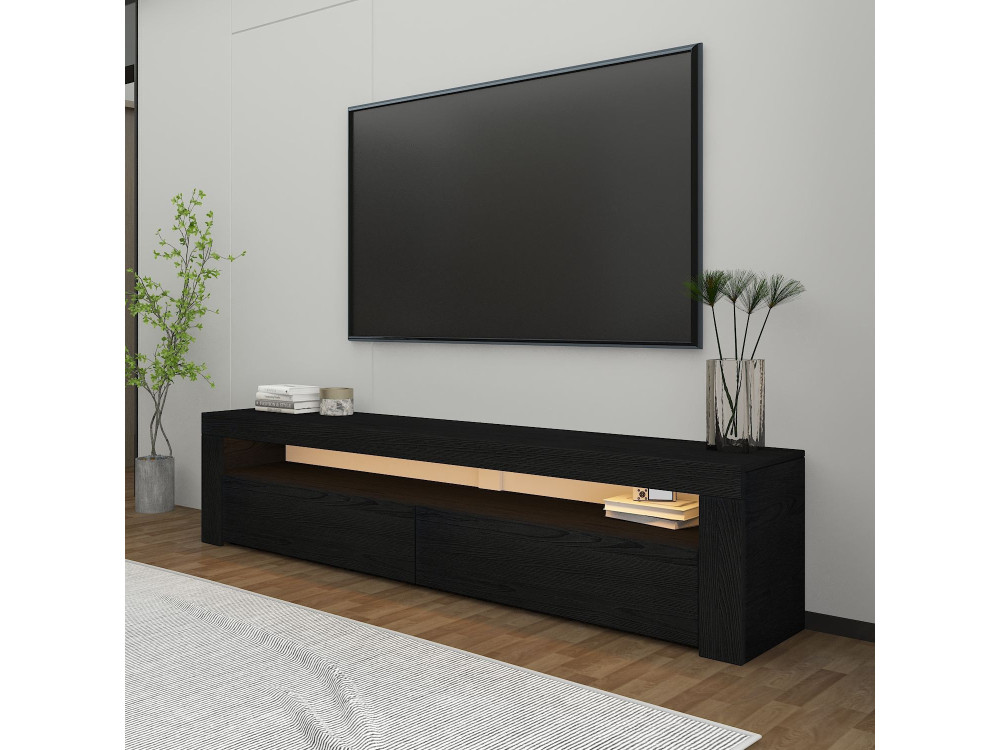 Suporte para televisor em madeira "Bati" - 150 x 36 x 46 cm - Preto
