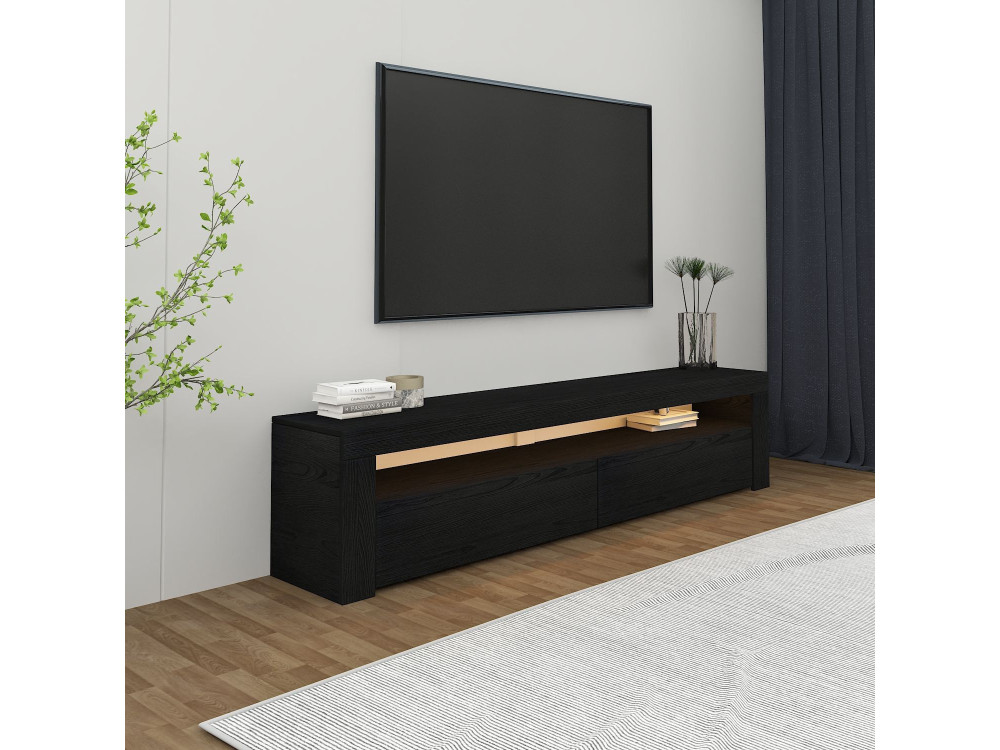 Suporte para televisor em madeira "Bati" - 150 x 36 x 46 cm - Preto