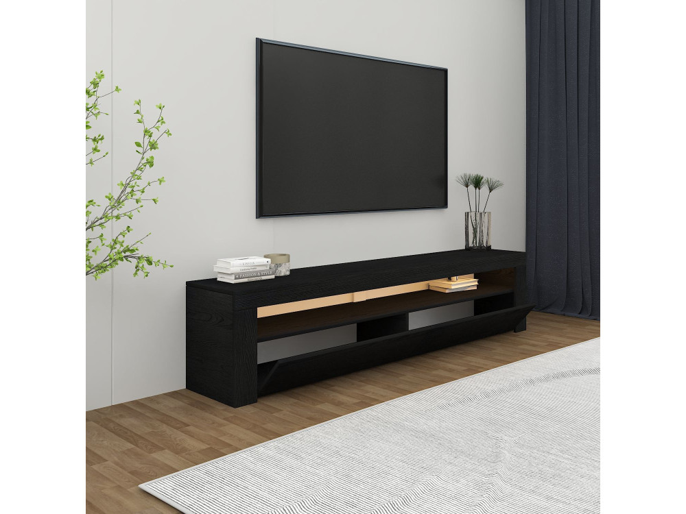 Suporte para televisor em madeira "Bati" - 150 x 36 x 46 cm - Preto