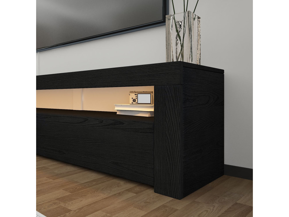 Suporte para televisor em madeira "Bati" - 150 x 36 x 46 cm - Preto