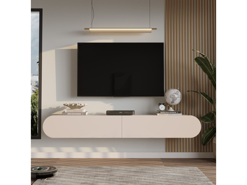 Suporte para televisor em madeira "LUM1" - 180 x 31 x 29 cm - Creme