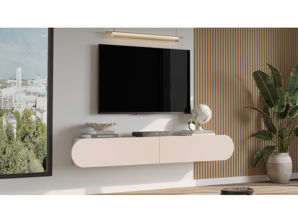 Suporte para televisor em madeira "LUM1" - 180 x 31 x 29 cm - Creme
