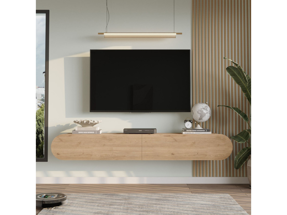 Suporte de TV em madeira "LUM1" - 180 x 31 x 29 cm - Bege