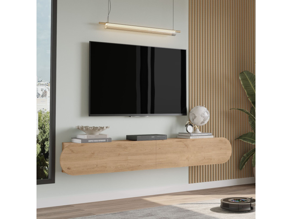 Suporte de TV em madeira "LUM1" - 180 x 31 x 29 cm - Bege