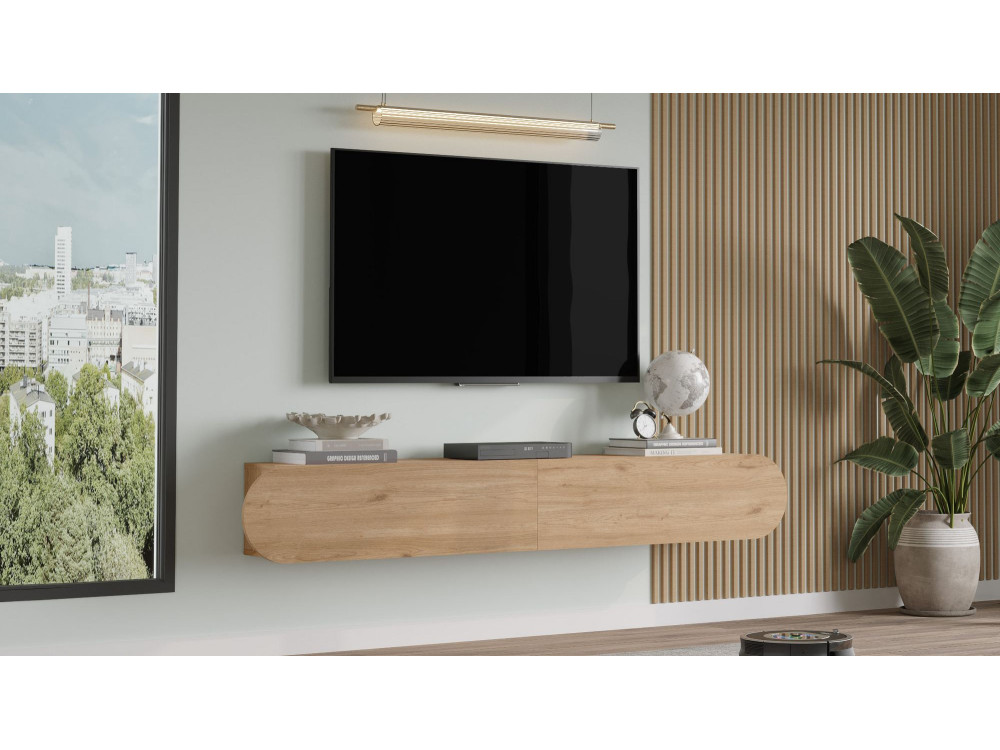 Suporte de TV em madeira "LUM1" - 180 x 31 x 29 cm - Bege