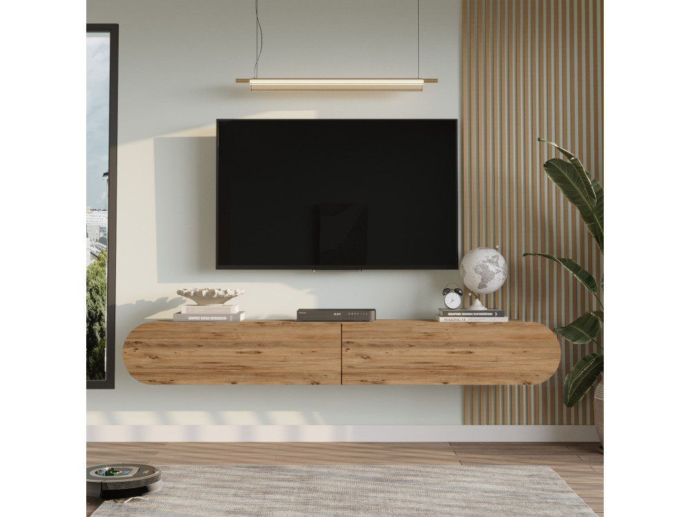 Suporte de TV em madeira "LUM1" - 180 x 31 x 29 cm - Castanho