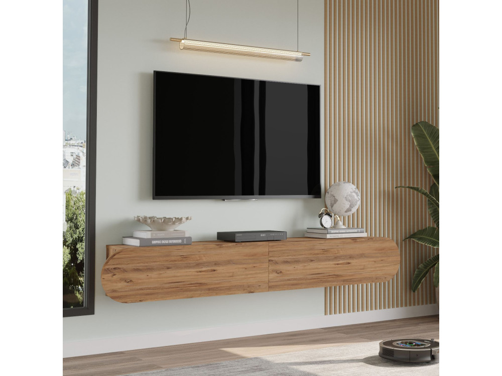 Suporte de TV em madeira "LUM1" - 180 x 31 x 29 cm - Castanho