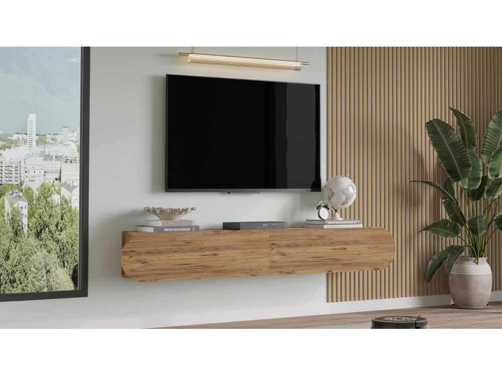 Suporte de TV em madeira "LUM1" - 180 x 31 x 29 cm - Castanho