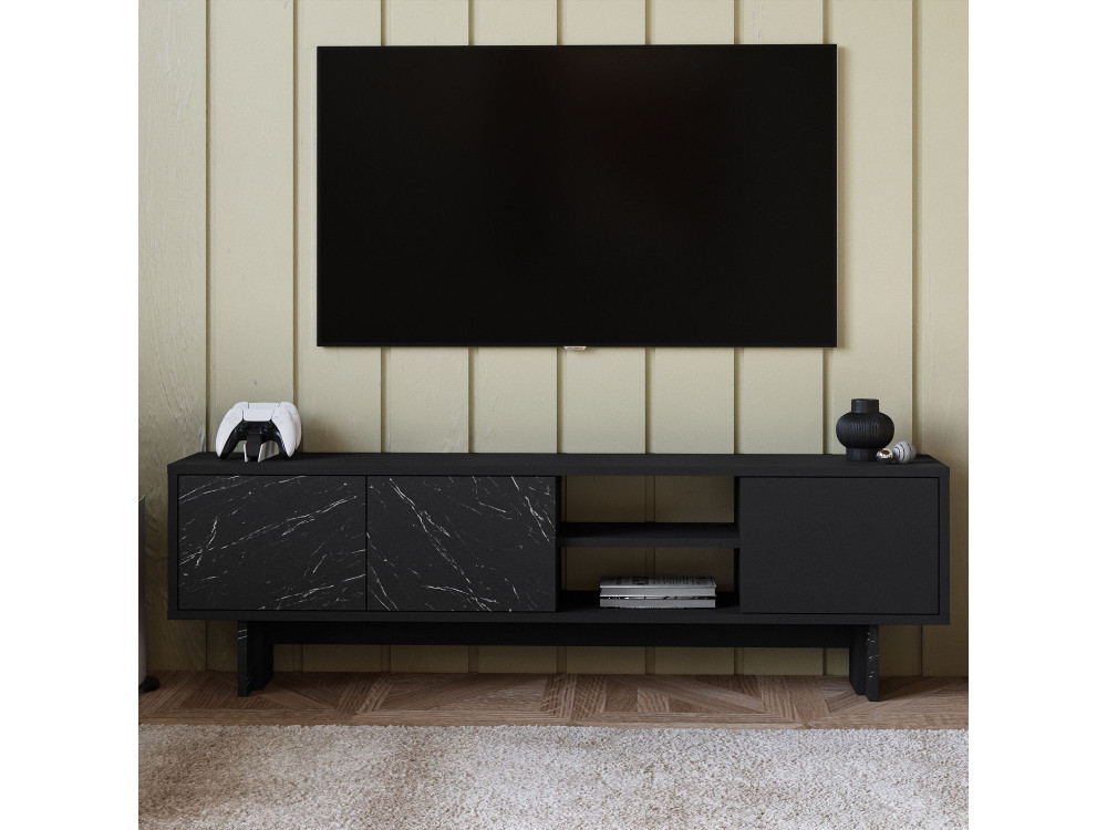 Suporte para televisor em madeira "Ravello" - 150 x 30 x 45 cm - Preto
