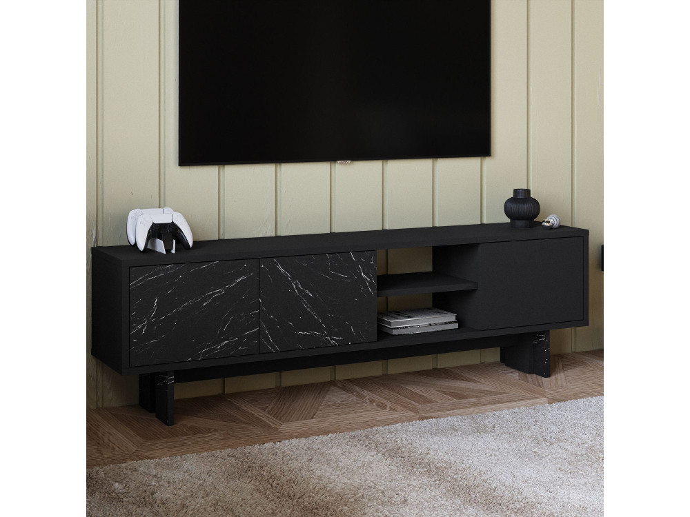 Suporte para televisor em madeira "Ravello" - 150 x 30 x 45 cm - Preto