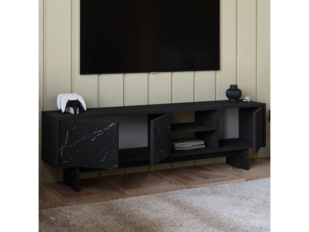 Suporte para televisor em madeira "Ravello" - 150 x 30 x 45 cm - Preto