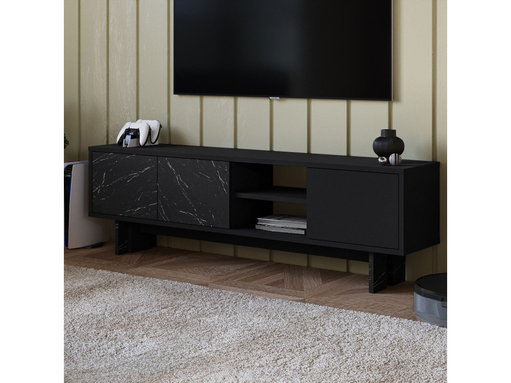 Suporte para televisor em madeira "Ravello" - 150 x 30 x 45 cm - Preto