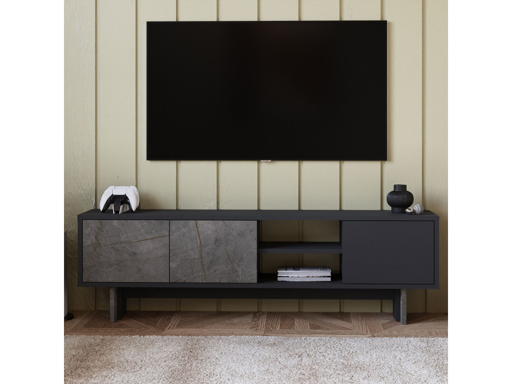Móvel TV "Ravello" em madeira - 150 x 30 x 45 cm - Cinzento antracite