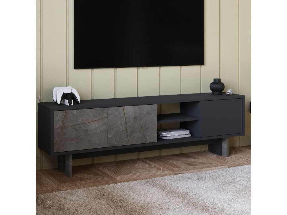 Móvel TV "Ravello" em madeira - 150 x 30 x 45 cm - Cinzento antracite