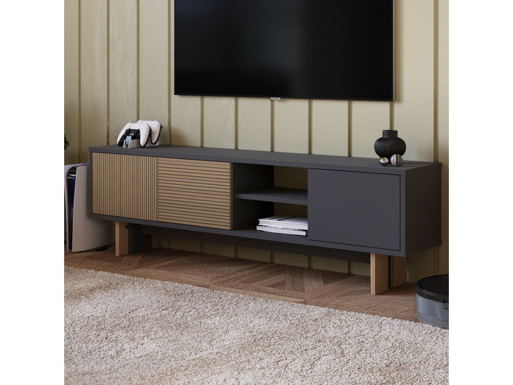 Suporte para televisor em madeira "Ravello" - 150 x 30 x 45 cm - Castanho