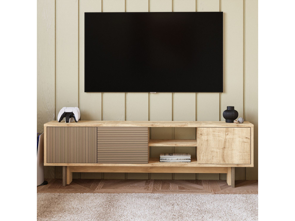 Suporte para televisor em madeira "Ravello" - 150 x 30 x 45 cm - Bege