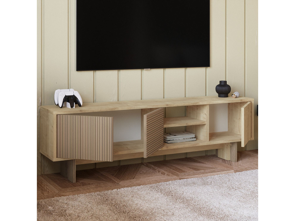 Suporte para televisor em madeira "Ravello" - 150 x 30 x 45 cm - Bege