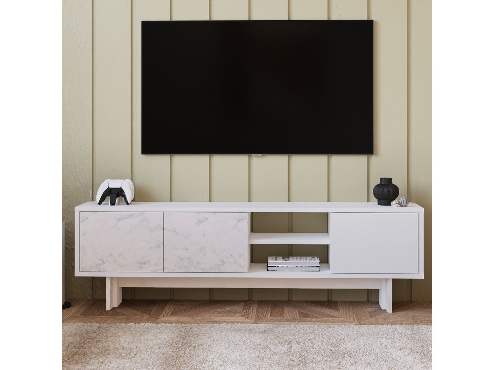 Suporte para televisor em madeira "Ravello" - 150 x 30 x 45 cm - Branco