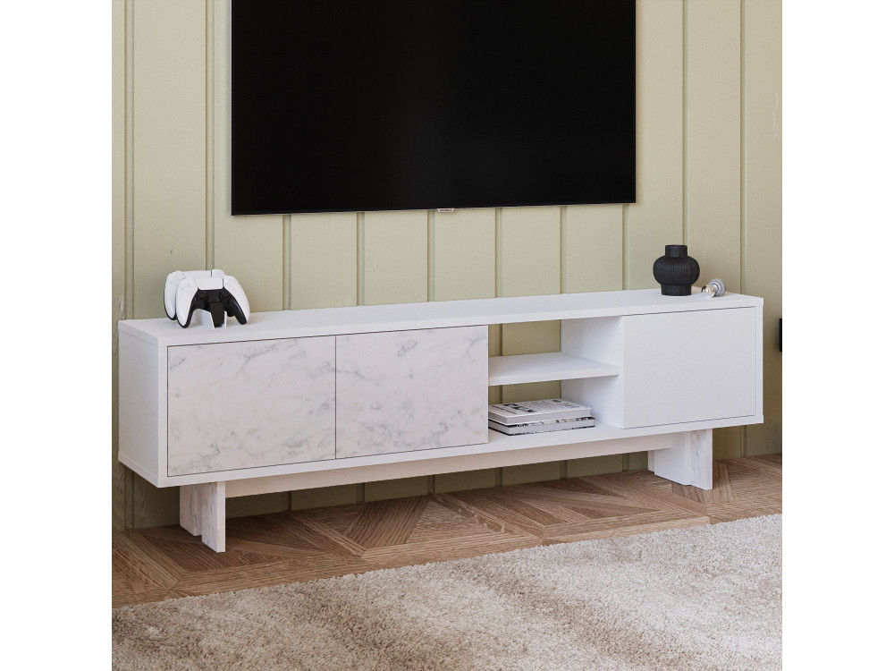 Suporte para televisor em madeira "Ravello" - 150 x 30 x 45 cm - Branco