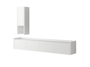 Móvel TV "Sema" em madeira com prateleira de parede - 160 x 30 x 35 cm - Branco