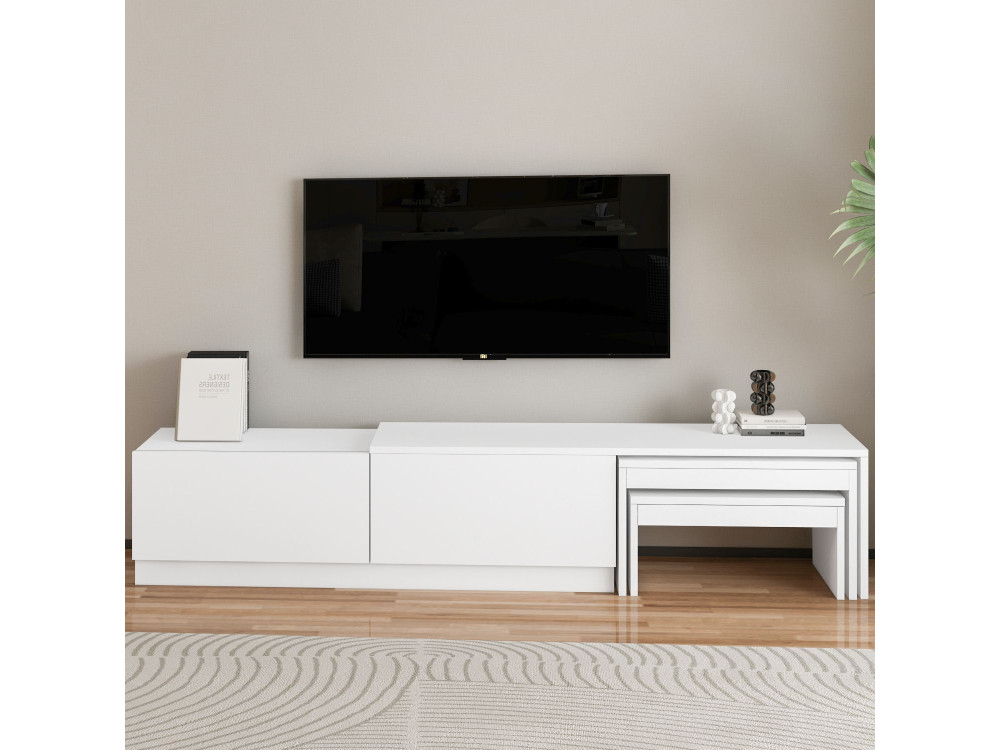 Suporte de TV em madeira "Nest" - 180 x 30 x 36 cm - Branco