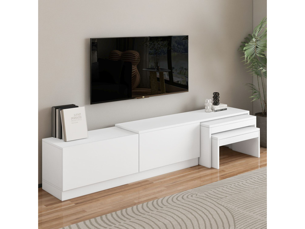Suporte de TV em madeira "Nest" - 180 x 30 x 36 cm - Branco