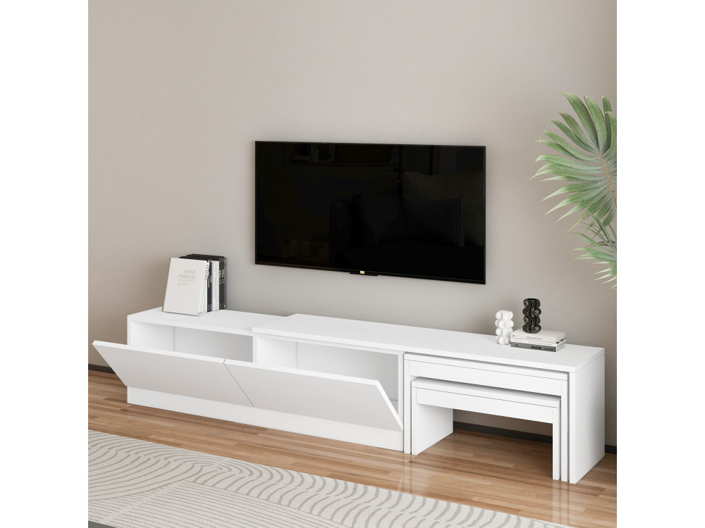 Suporte de TV em madeira "Nest" - 180 x 30 x 36 cm - Branco