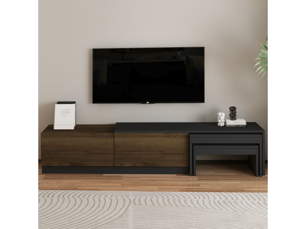 Suporte de TV em madeira "Nest" - 180 x 30 x 36 cm - Castanho