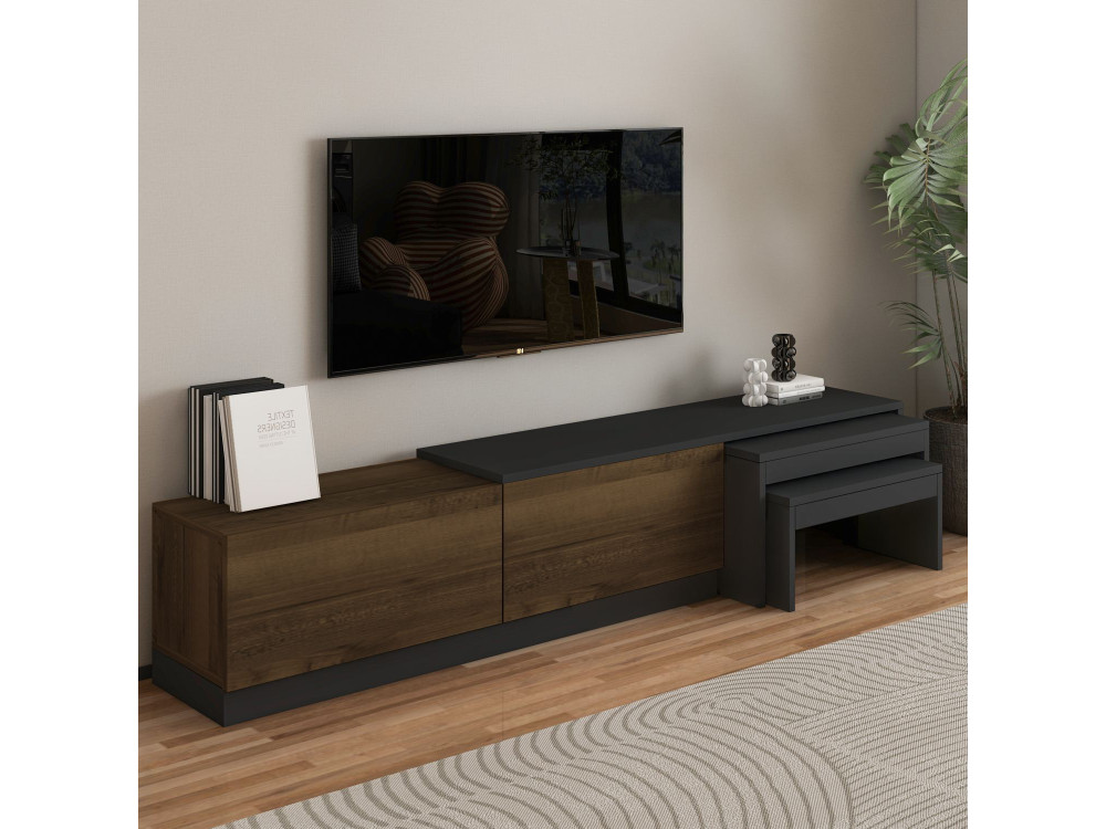 Suporte de TV em madeira "Nest" - 180 x 30 x 36 cm - Castanho