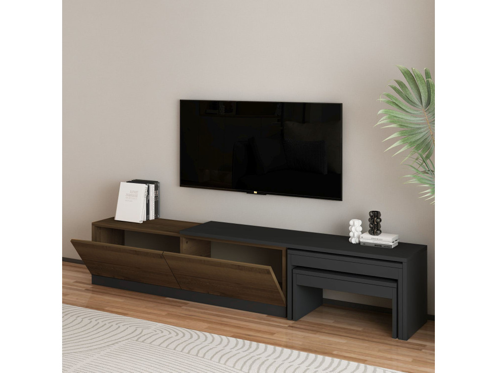 Suporte de TV em madeira "Nest" - 180 x 30 x 36 cm - Castanho