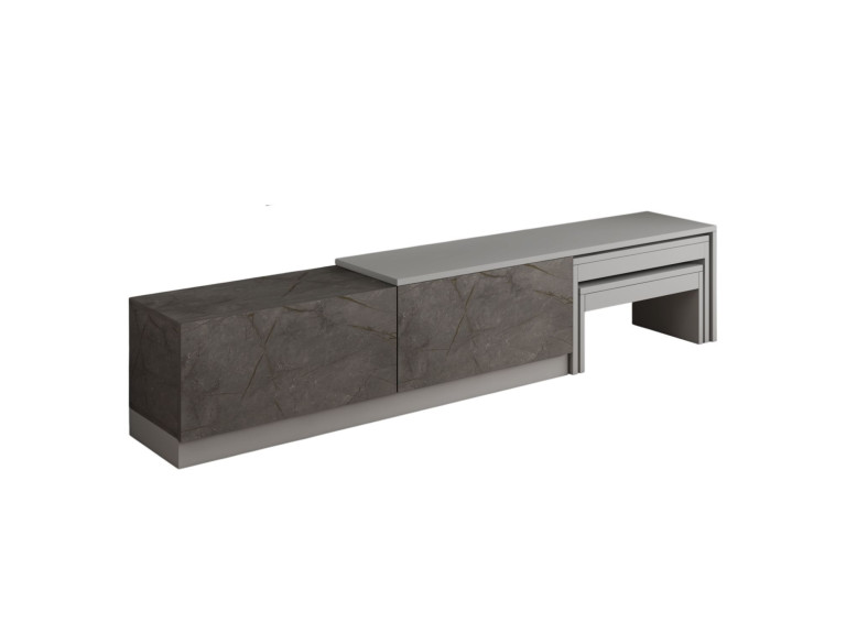 Suporte de TV em madeira "Nest" - 180 x 30 x 36 cm - Cinzento