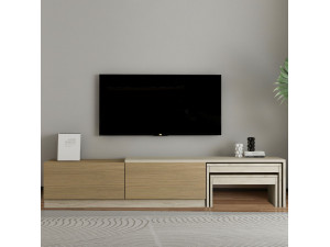 Suporte de TV em madeira "Nest" - 180 x 30 x 36 cm - Bege