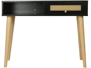 Consola de cana "Marine" - 100 x 29 x 81 cm - Preto