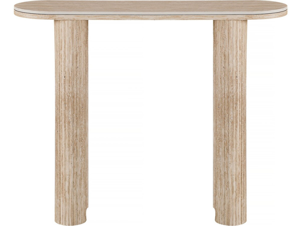 Mesa consola em travertino cerâmico "Alba" - 100 x 30 x 80 cm - Castanho