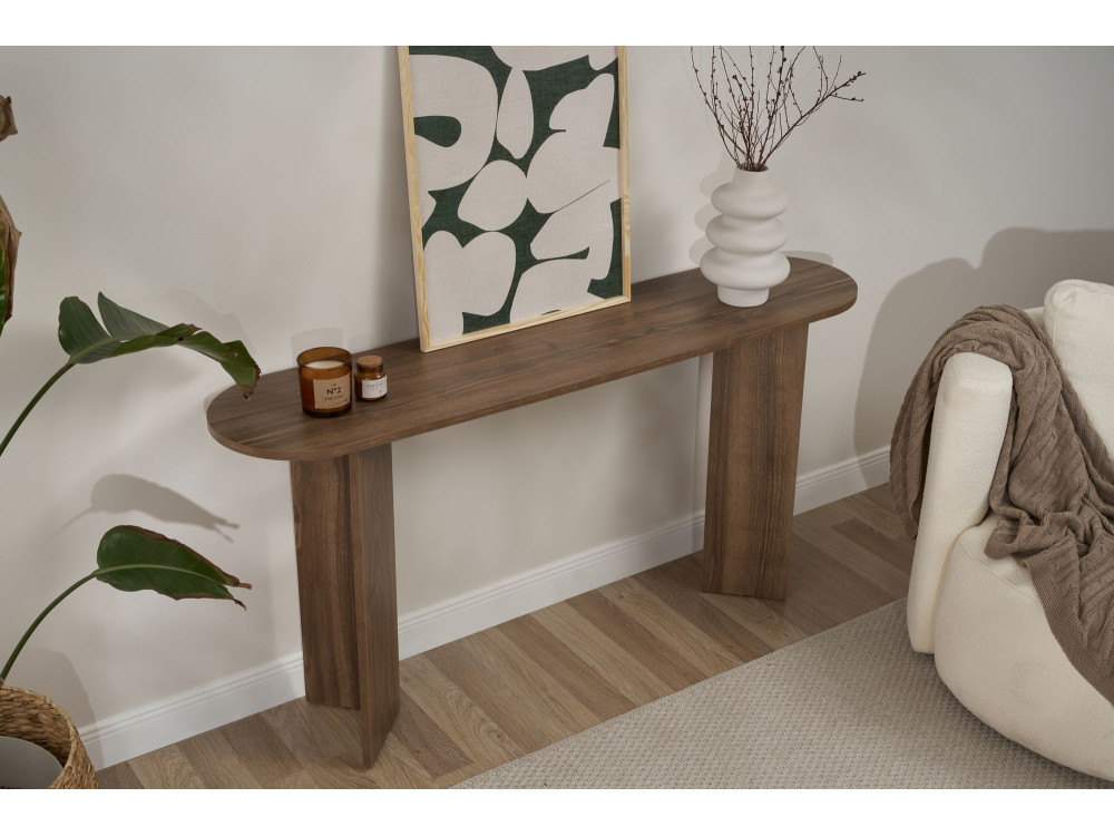 Mesa de consola de madeira "Sira" - 150 x 35 x 75 cm - Nogueira