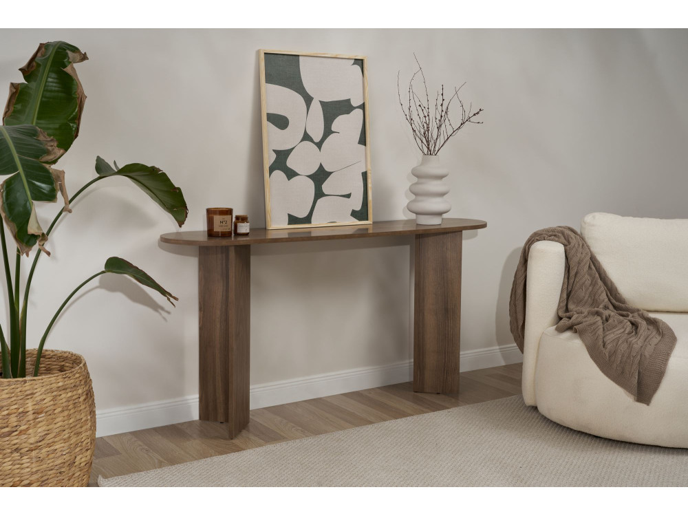 Mesa de consola de madeira "Sira" - 150 x 35 x 75 cm - Nogueira
