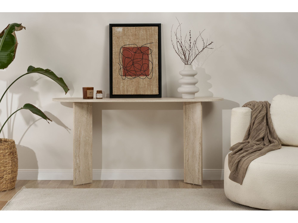 Mesa de consola em madeira "Sira" - 150 x 35 x 75 cm - Travertino