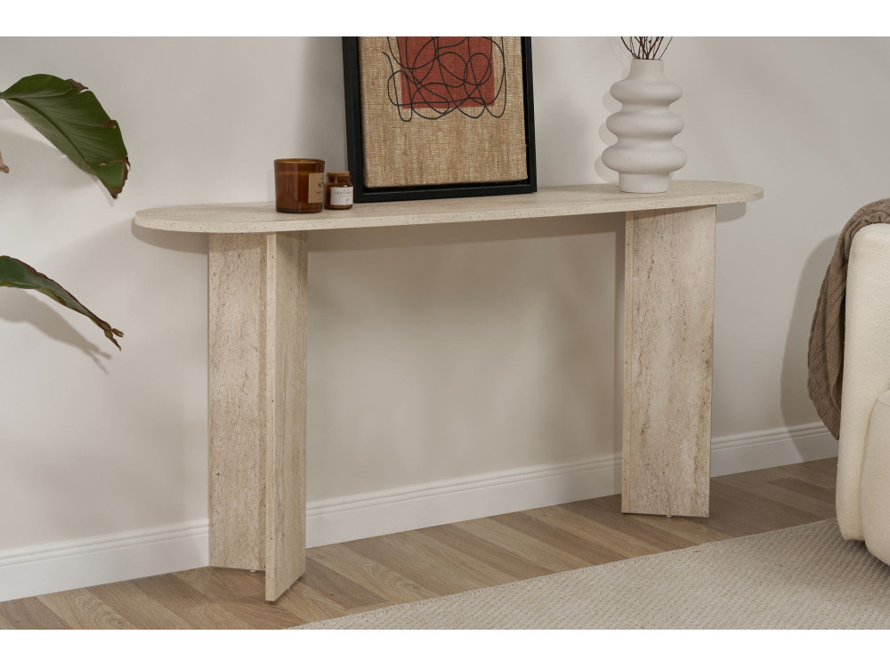 Mesa de consola em madeira "Sira" - 150 x 35 x 75 cm - Travertino