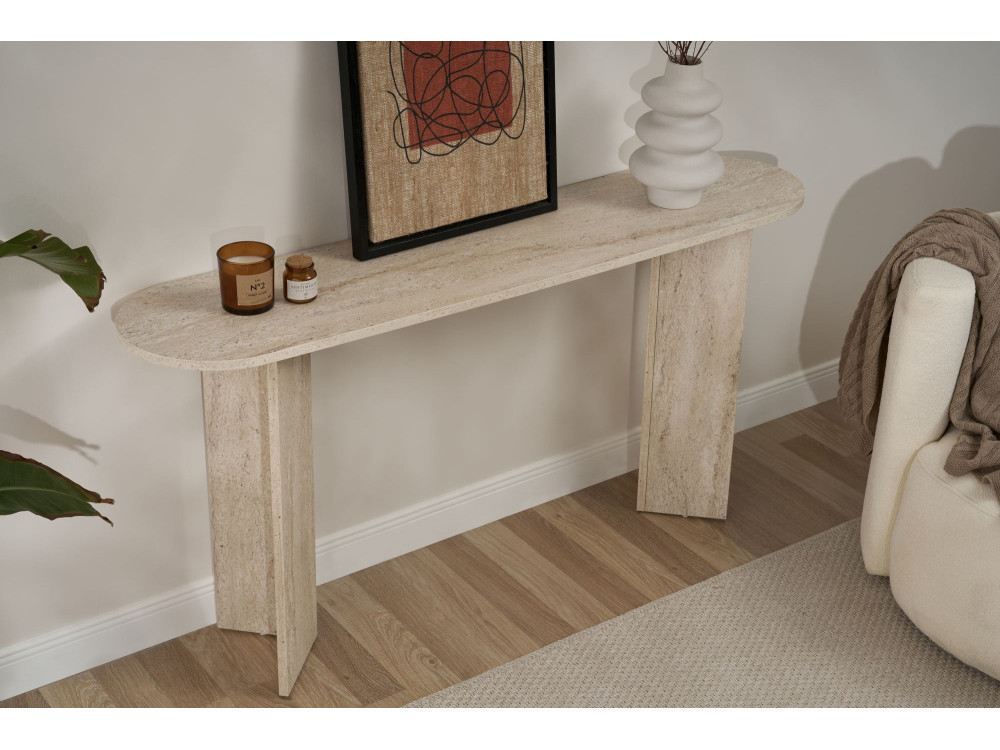 Mesa de consola em madeira "Sira" - 150 x 35 x 75 cm - Travertino