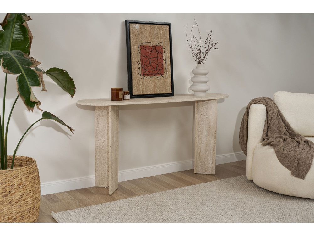 Mesa de consola em madeira "Sira" - 150 x 35 x 75 cm - Travertino